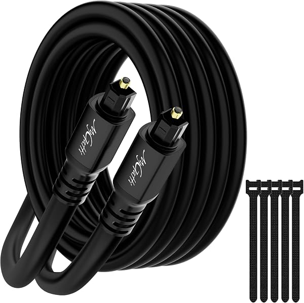 Optyczny kabel audio 25m, cyfrowy kabel audio Toslink (S/PDIF, Dolby DTS Sound), kabel światłowodowy do kina domowego, soundbar, PS4/Xbox One, TV, wzmacniacz itp. + 5 opasek kablowych