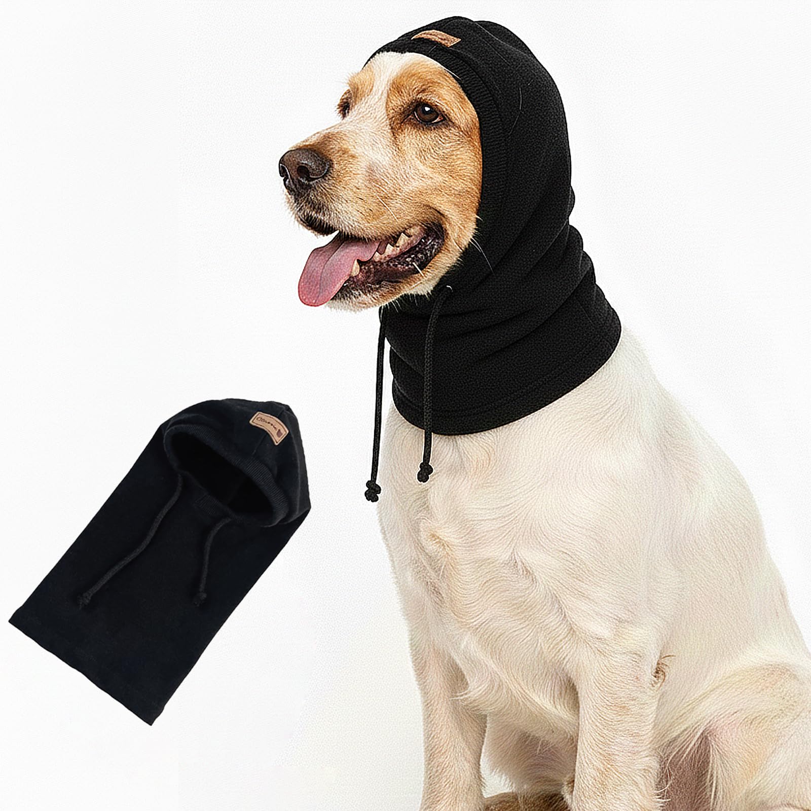 Colenumone Dog Hats for Outdoor Photo Props, Calming Dog Snood & Ear Protectors for Noise, Versatile Dog Bandana for Anxiety Relief, Fireworks & Grooming, Soft Breathable Pet Headwear(black-M) โ image 1