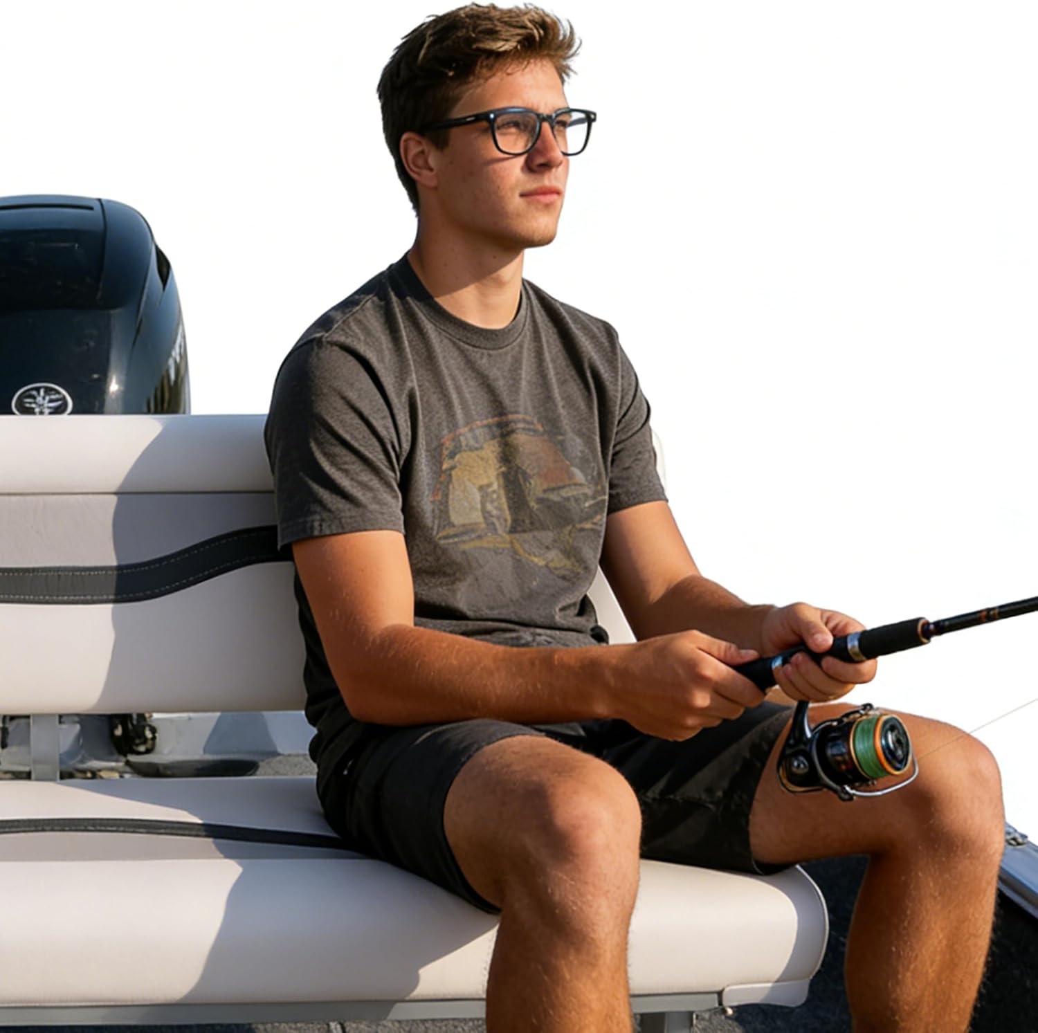 Boat Bench Seat for Fishing Boat, NORTHCAPTAIN Double Folding Boat Seat 2 Person with Marine-Grade Vinyl and PE Frame, Padded Cushion for Bass Boat Jon Boat Pontoon,White/Light Grey/Charcoal