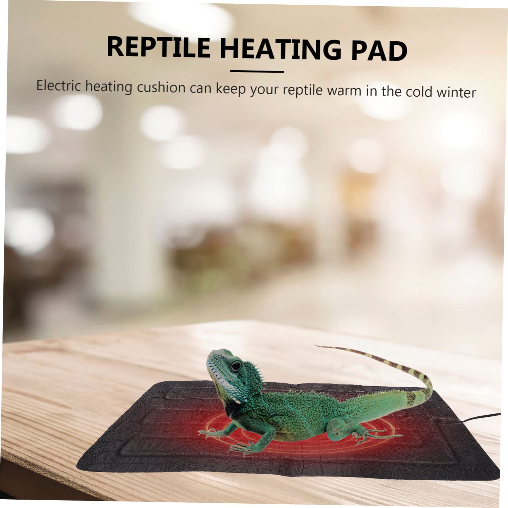Alasum Manta Eléctrica para Reptiles Temperatura Ajustable, Portátil, de Cuero Negro, Adecuado para Caja de Reptiles y Uso Exterior