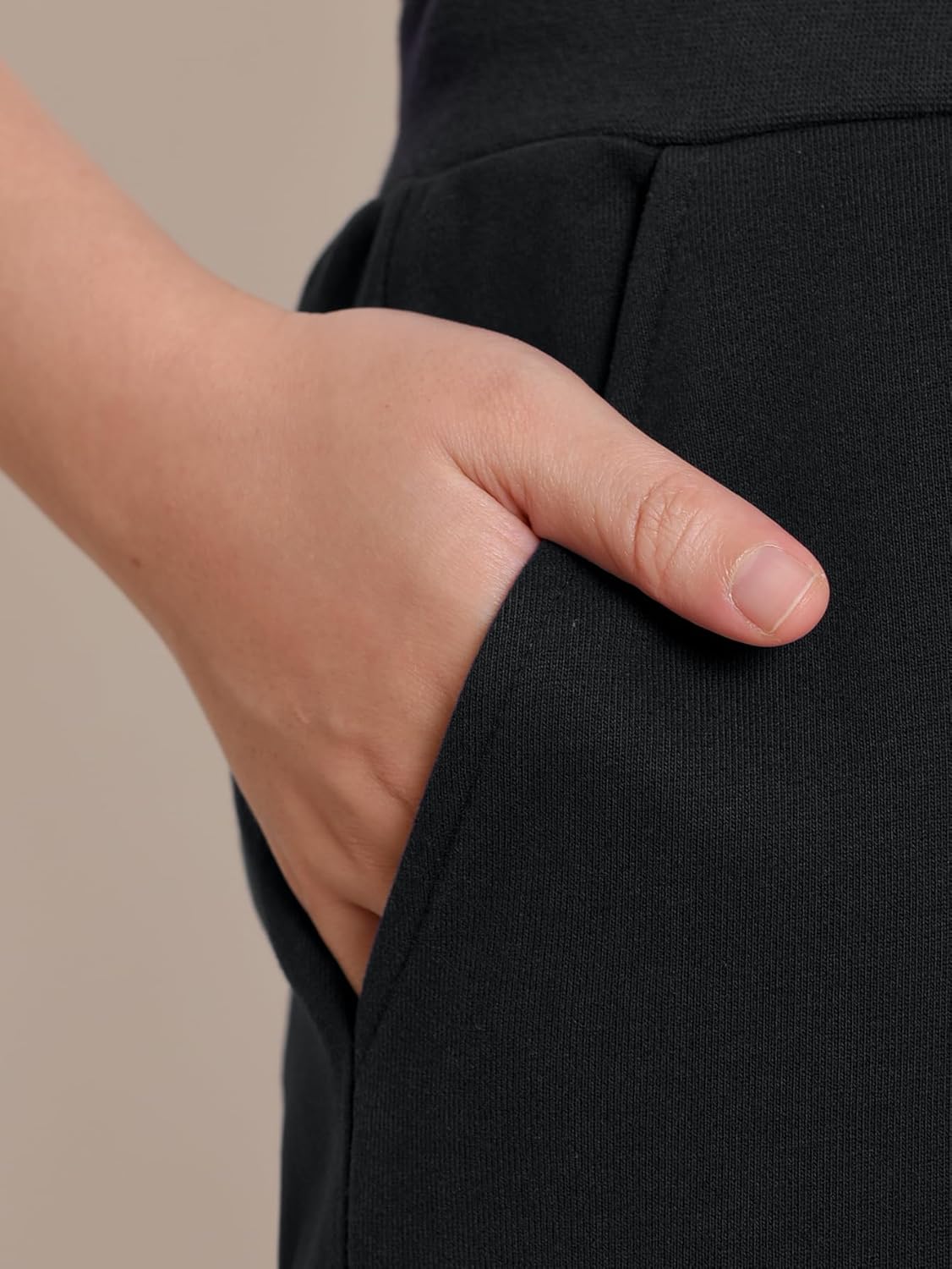 Weintee Women's Petite Wide Leg Sweatpants Cotton Pants with Pockets - Image 3