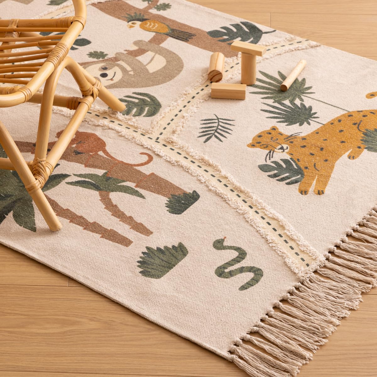 Atmosphera - Tapis Enfant Jungle - Coton - L. 100 x P. 0-5 x H. 150 cm - 100x150 cm