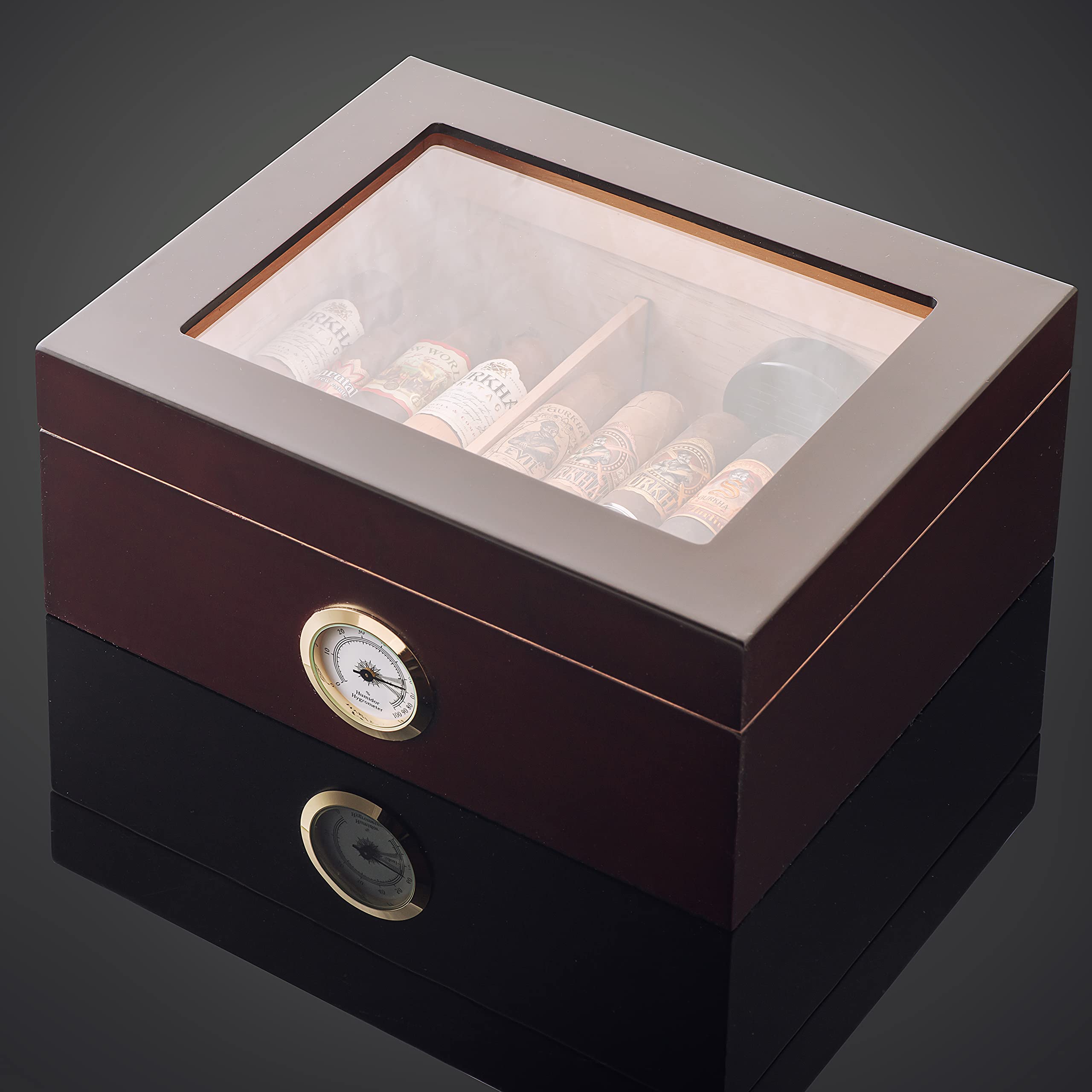 Buy GlassTop Handcrafted Cigar Humidor (25 50 cigars) Cigar Gifts