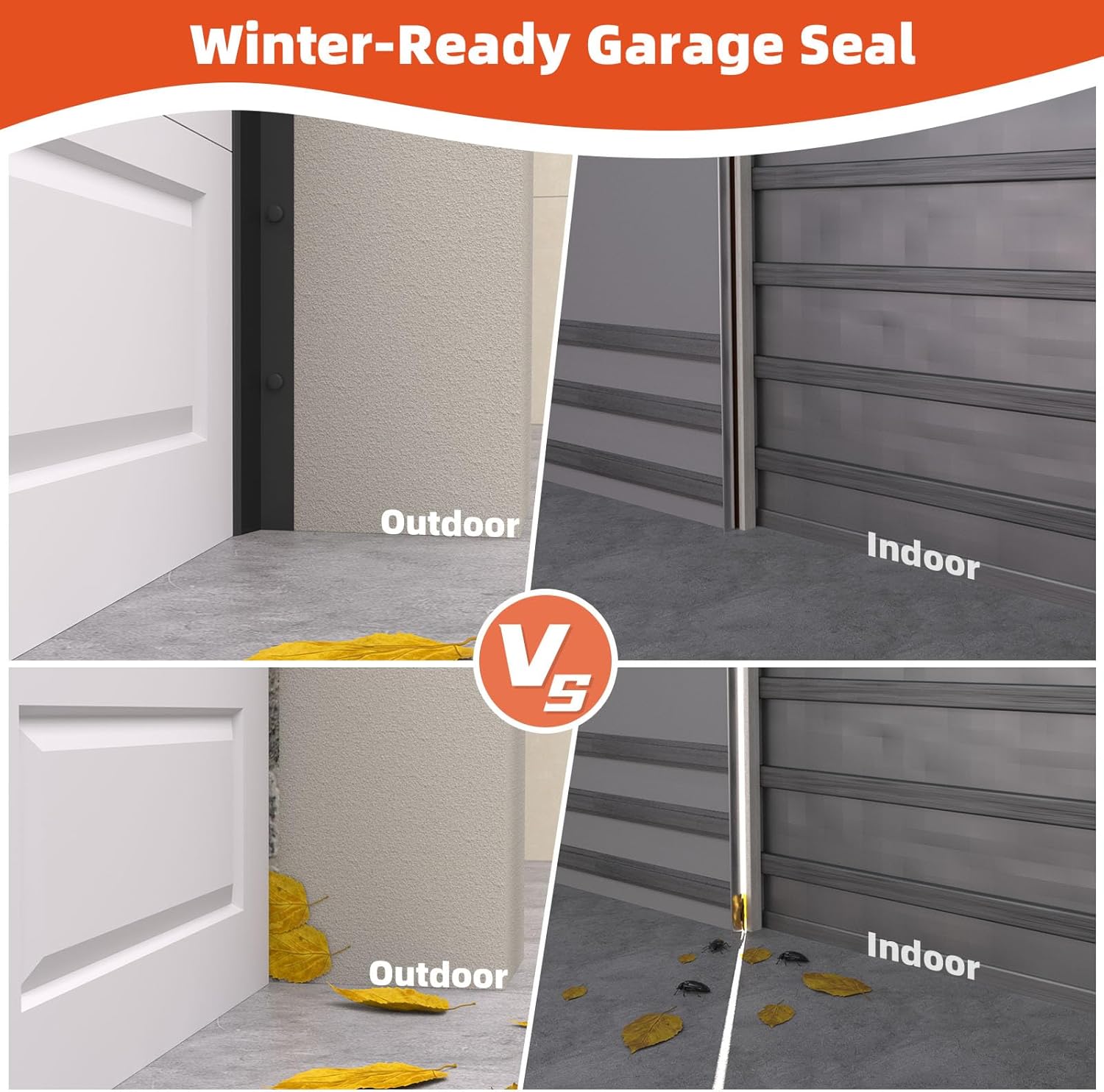 Elvone Garage Door Seal Top and Sides, 40 FT Universal TPE Weather Stripping Garage Door Trim Seal Weatherproofing Garage Door Seals with Nails and Lids in Black