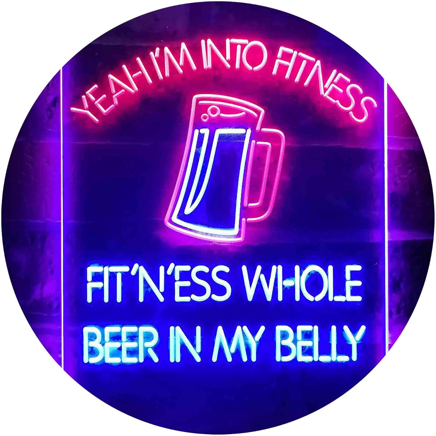 ADVPRO I'm Into Fitness Whole Beer in My Belly Bar Dual Color LED Neon Sign Red & Blue 16" x 24" st6s46-i3515-rb