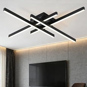 Semi Flush Mount Modern Light Fixture,35.4" Modern LED Ceiling Lights Fixture,for Hallway,Entrance,Cafe,Living Room,Bedroom,Corridor,Porch,Passage Light Fixtures Black 4-Lights