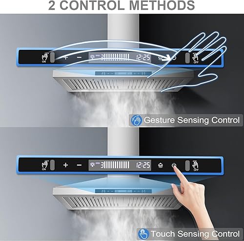 Miniatura 4 de SNDOAS Campana extractora de montaje en pared de 30 pulgadas con control táctil y de detección de gestos, campana extractora de acero inoxidable
