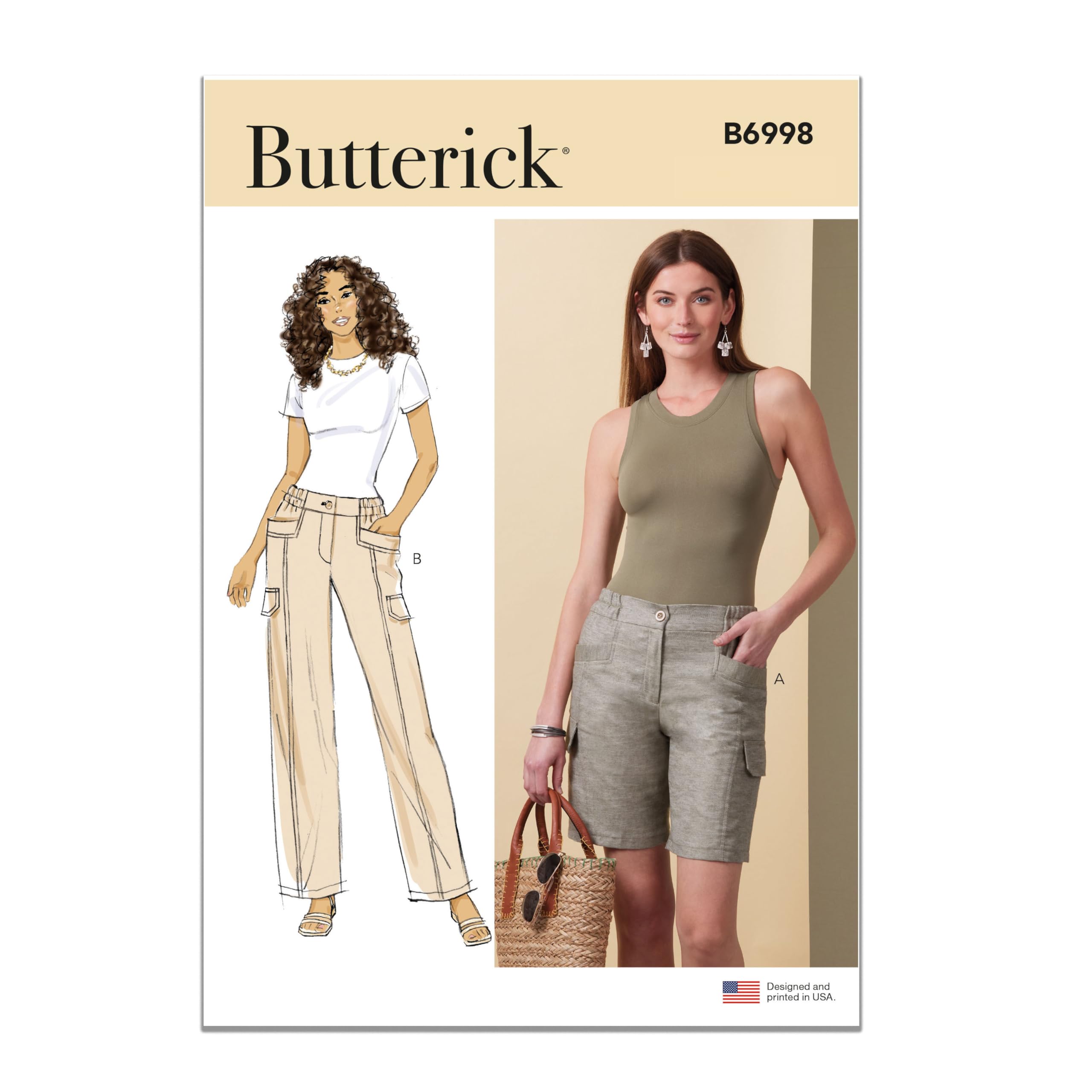 BUTTERICK Paper Pattern B6998Y5 Misses' Shorts and Trousers Y5 (18-20-22-24-26)