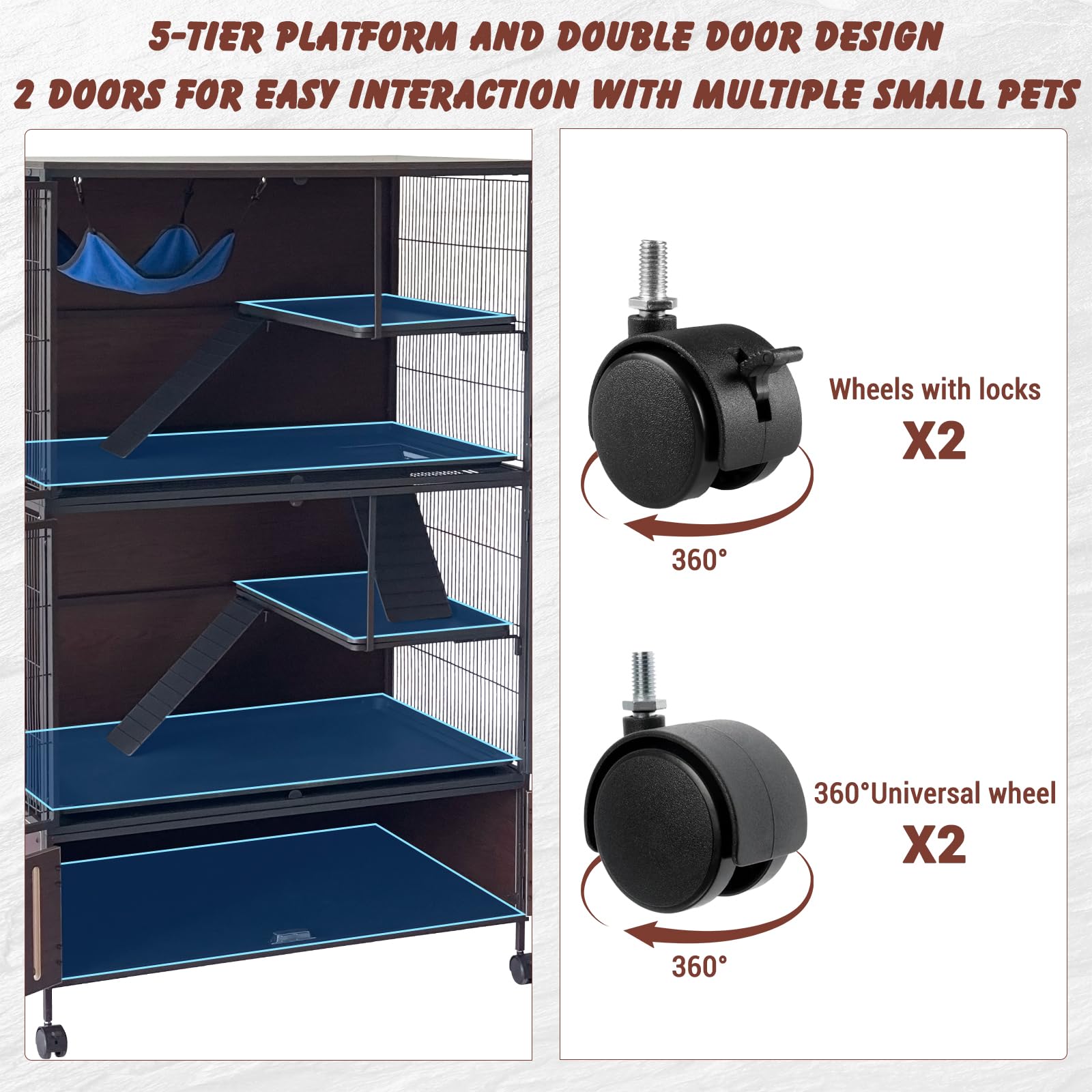 Amazon | GarveeHome 大型フェレットケージ ロッカー付き 高さ59インチ