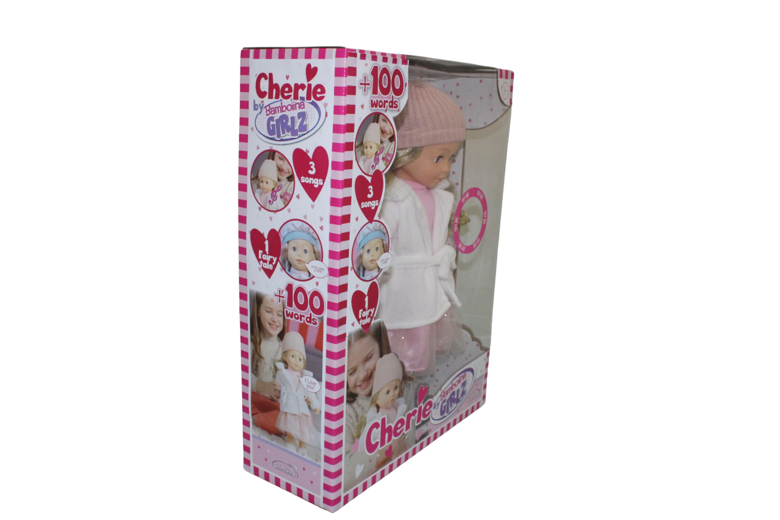 Pioupiou et Merveilles Dimian– Bambolina in Cappotto Bianco - 46 cm - Una bambola che parla, canta e racconta Cenerentola - 100 Parole e 3 canzoni - Accessori per Capelli - Texture Morbida