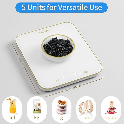 Miniatura 5 de Homebuds Báscula digital de alimentos de 33 libras y onzas en 0.04 oz, alta precisión garantizada por la fábrica profesional de básculas de cocina