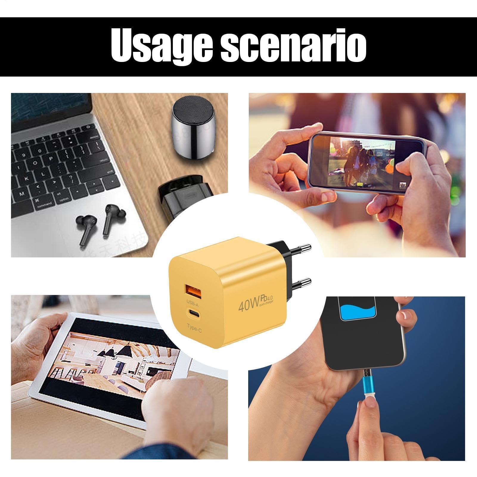 Caricatore Rapido USB C Ricarica Smartphone PD40W | Caricatore A Muro Multi-Porta Per Viaggiatori Casa Amanti della Tecnologia Giocatori Comodino Auto Aeroporto Hotel Sala