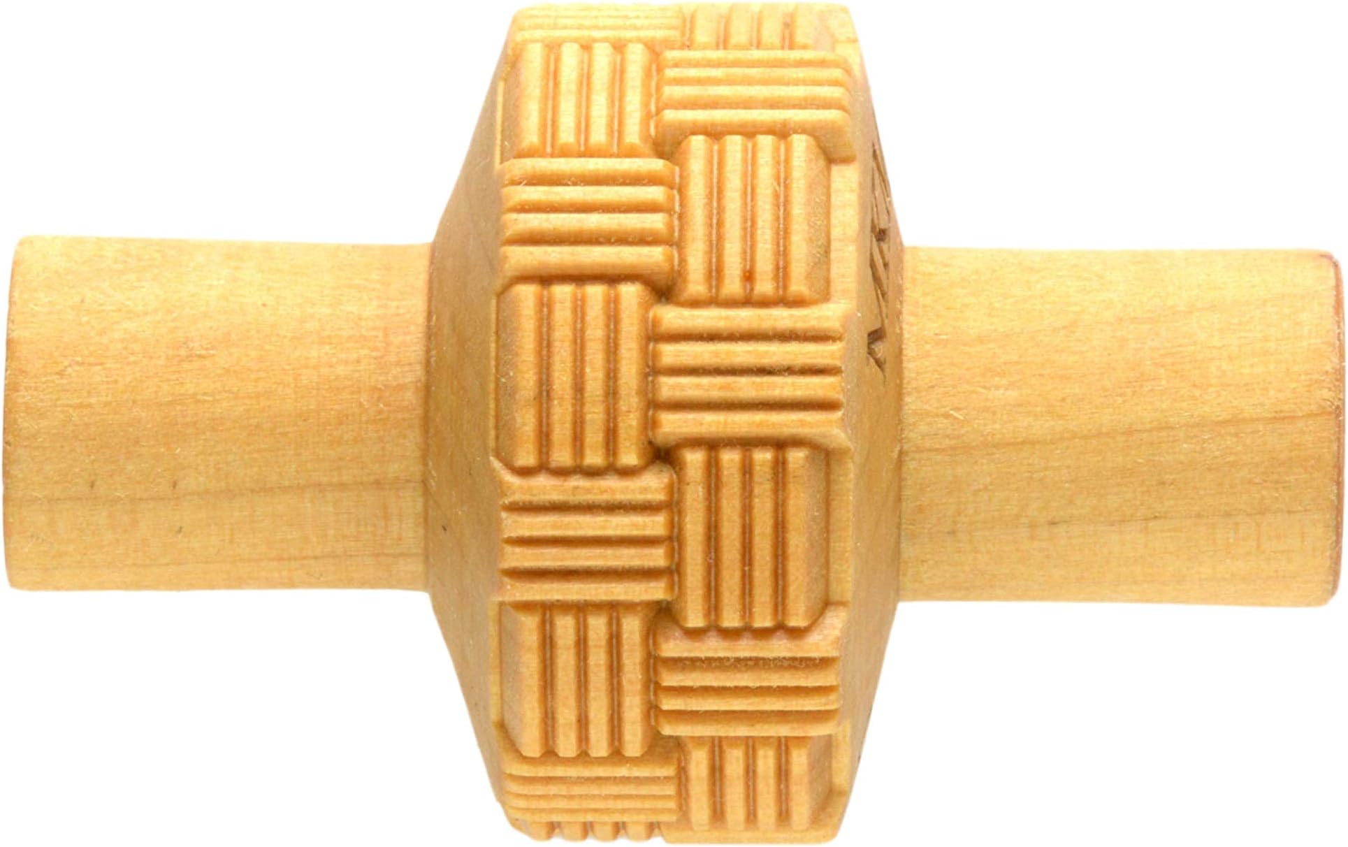 MKM Pottery Tools Wood Small Handle Rollers for Clay (RS-001 Basket Weave)