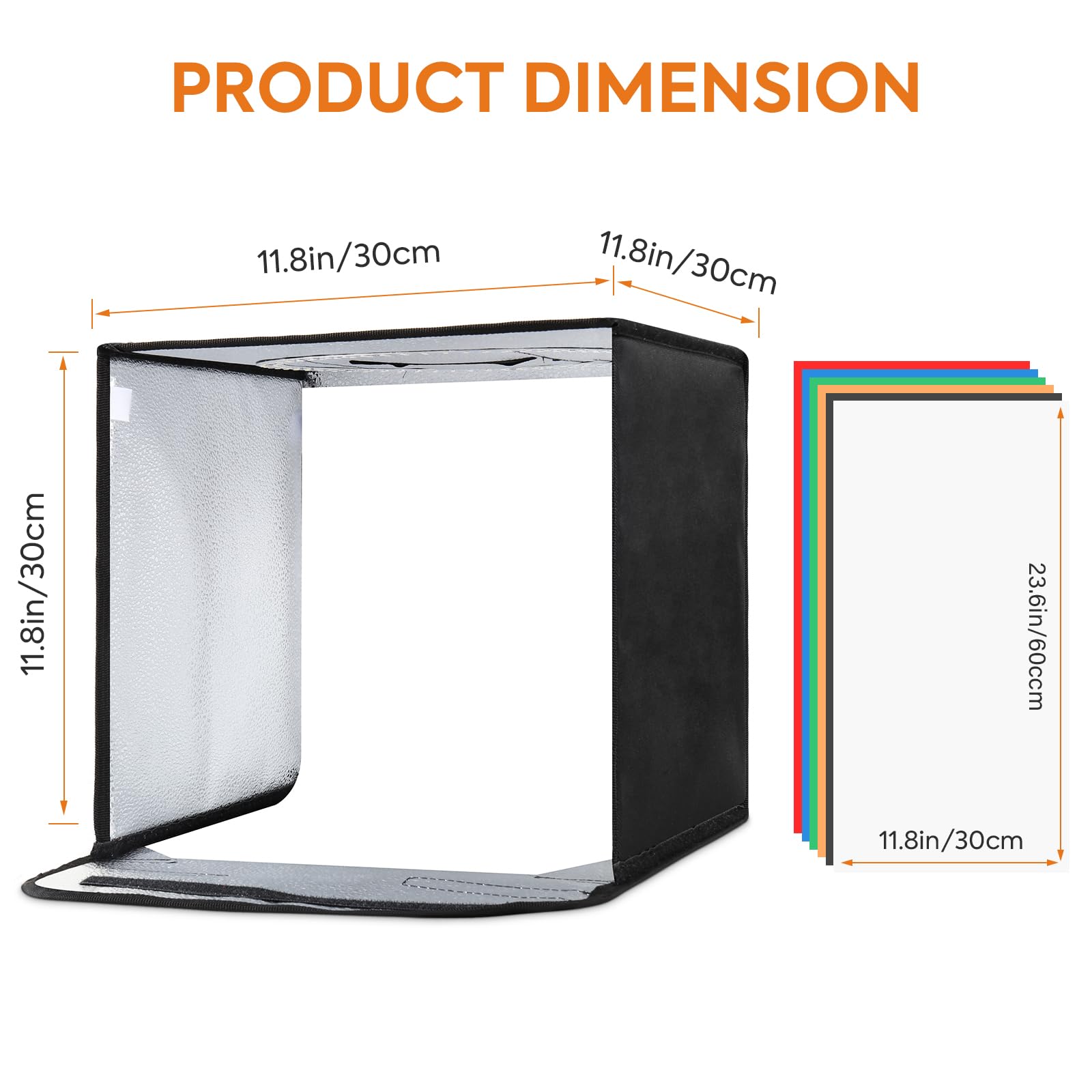 Caja de luz plegable de 30 cm, estudio fotográfico portátil con luces LED regulables y 4 fondos para joyas, cosméticos, fotografía de productos
