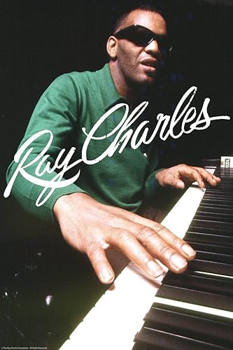 Ray Charles - Póster de pared con diseño de piano, música pop rock, vintage, estética, para dormitorio, decoración retro de habitación, famoso
