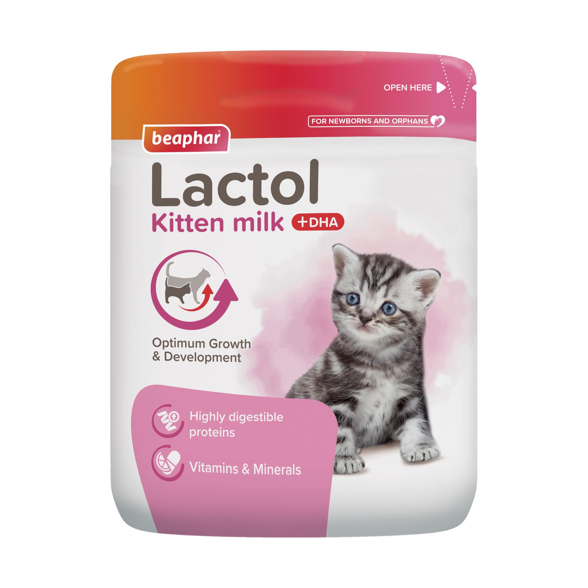 Beaphar - Lactol Kitten Milk 500g - Milk Replacer & Complete Feed for Newborn & Weaning Kittens – For growth & development – Contains DHA, Taurine & Vitamins – Ideal for Hand-Rearing – Use from Birth