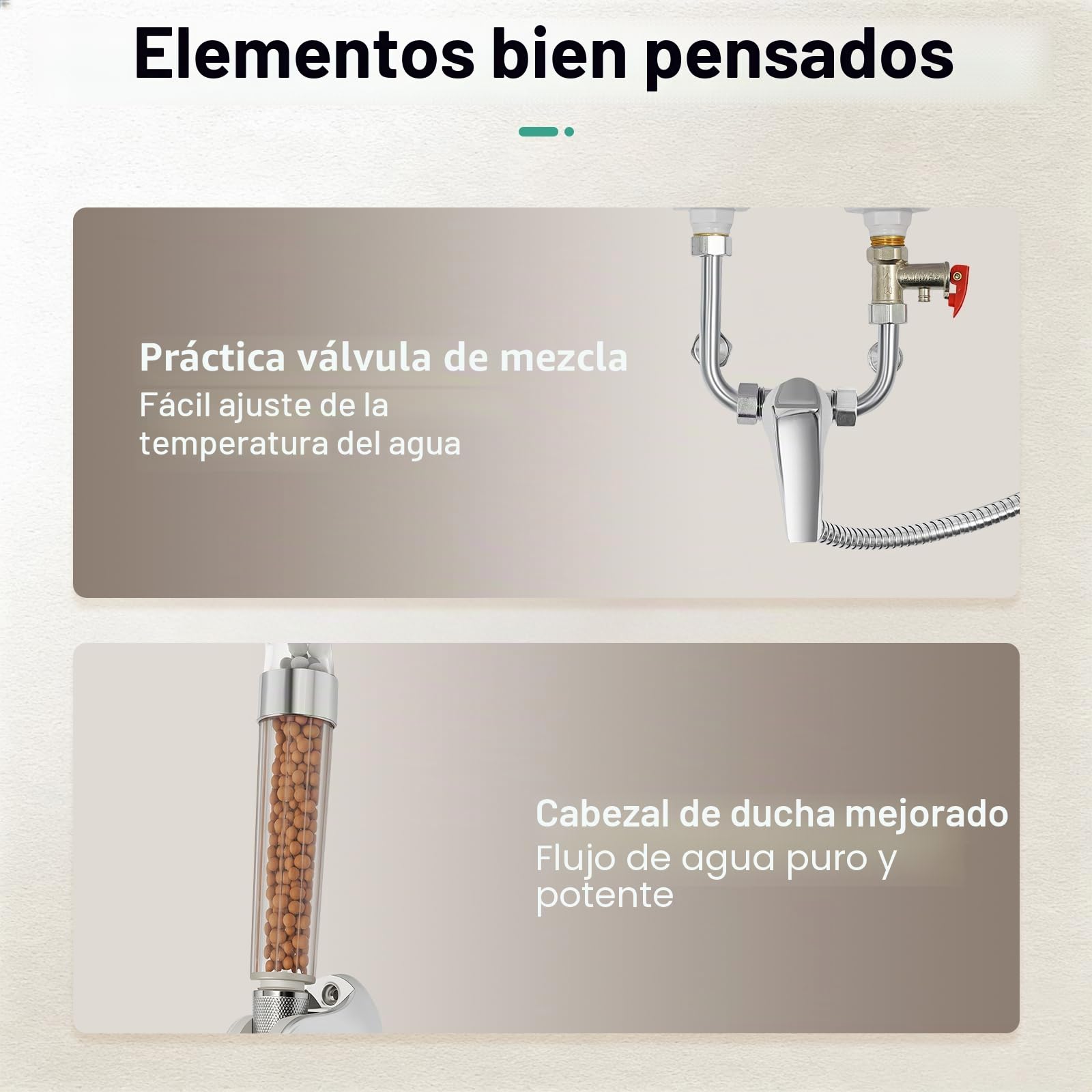 Calentador de agua eléctrico, compacto, 50 L, 80 L, 100 L, 120 L, 2000 W, IPX4, 25-75 °C, con ducha de mano y grifo para cocina y baño (50 L)