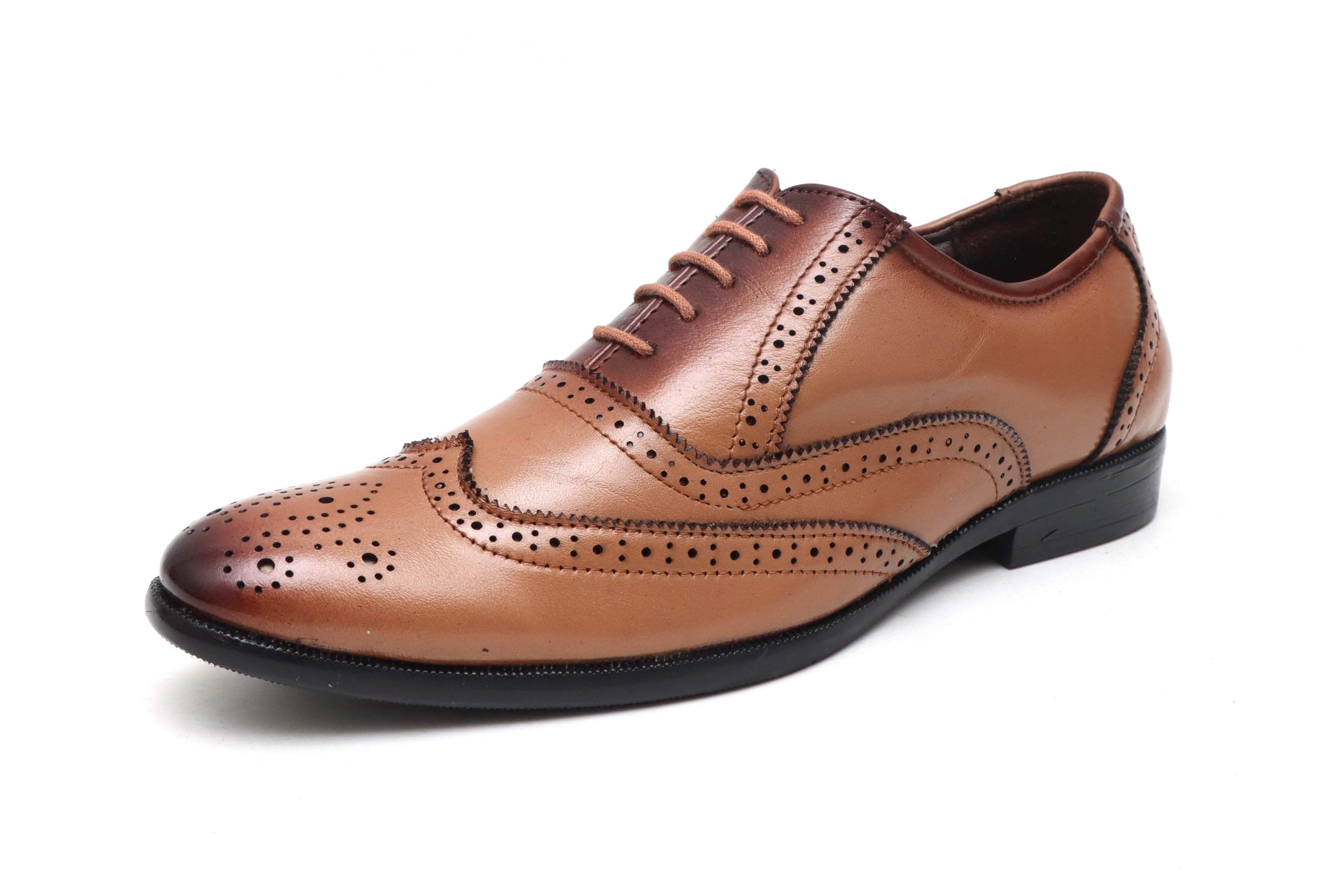 brute Men's Genuine Leather Formal Shoes | Brogue Lace Up Office Footwear-picture-41