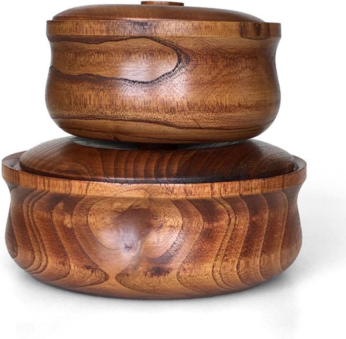 Tazón De Madera con Tapas Decoración del Hogar Tazón De Ramen De Madera para Sopa Cereal para El Almacenamiento De Cereales para Ensalada(Size:23cmx7.5cm)