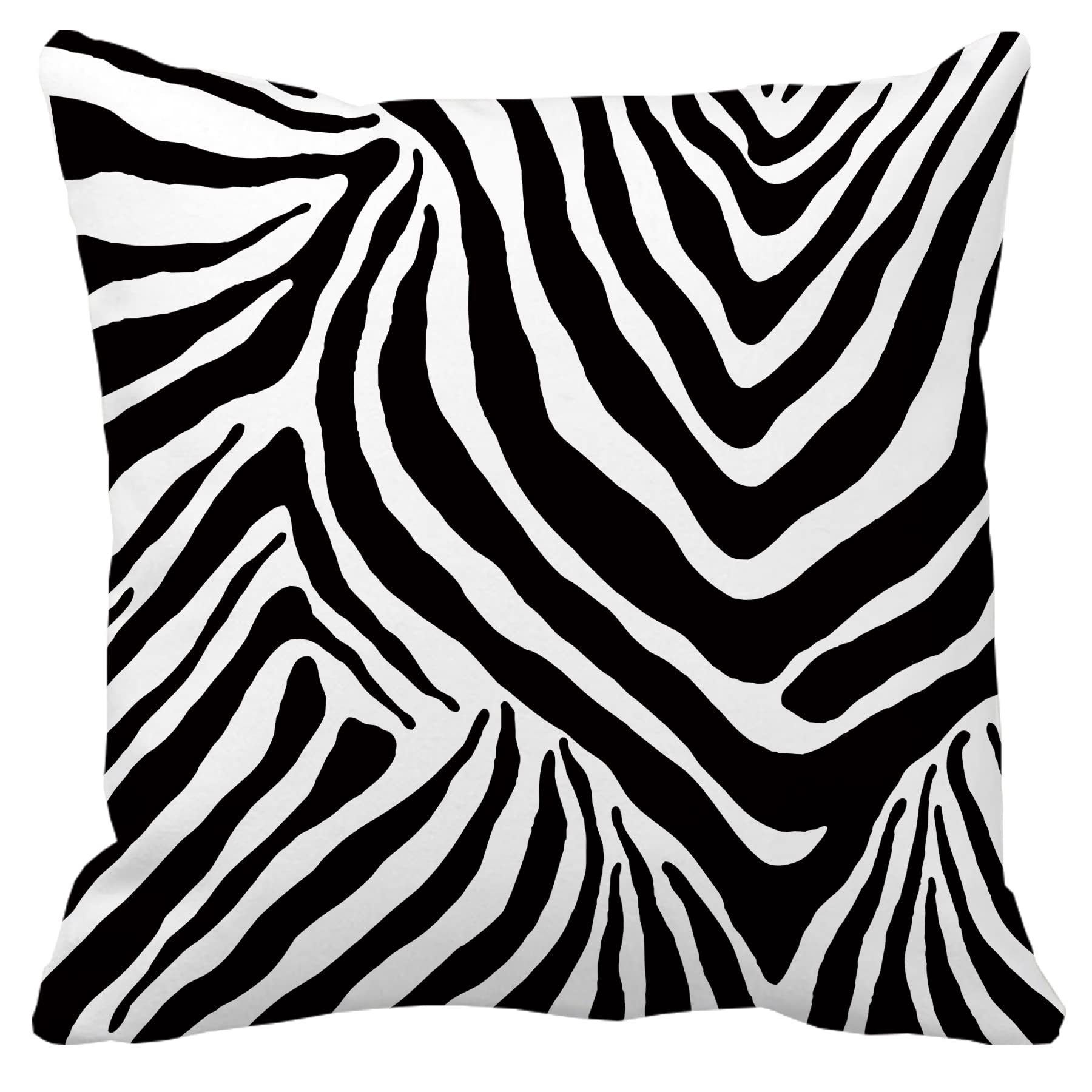 Leaveland Black and White Zebra Stripe Print Throw Pillow Cover,16x16 Inch Zebra Skin Faux Fur Pillow Case,Decorative Leather Pattern Soft Pillowcase