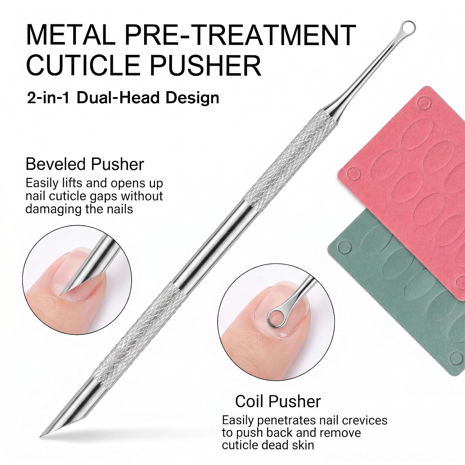 Stainless Steel Loop Cuticle Pusher, Cuticle Scraper Tool for Nails