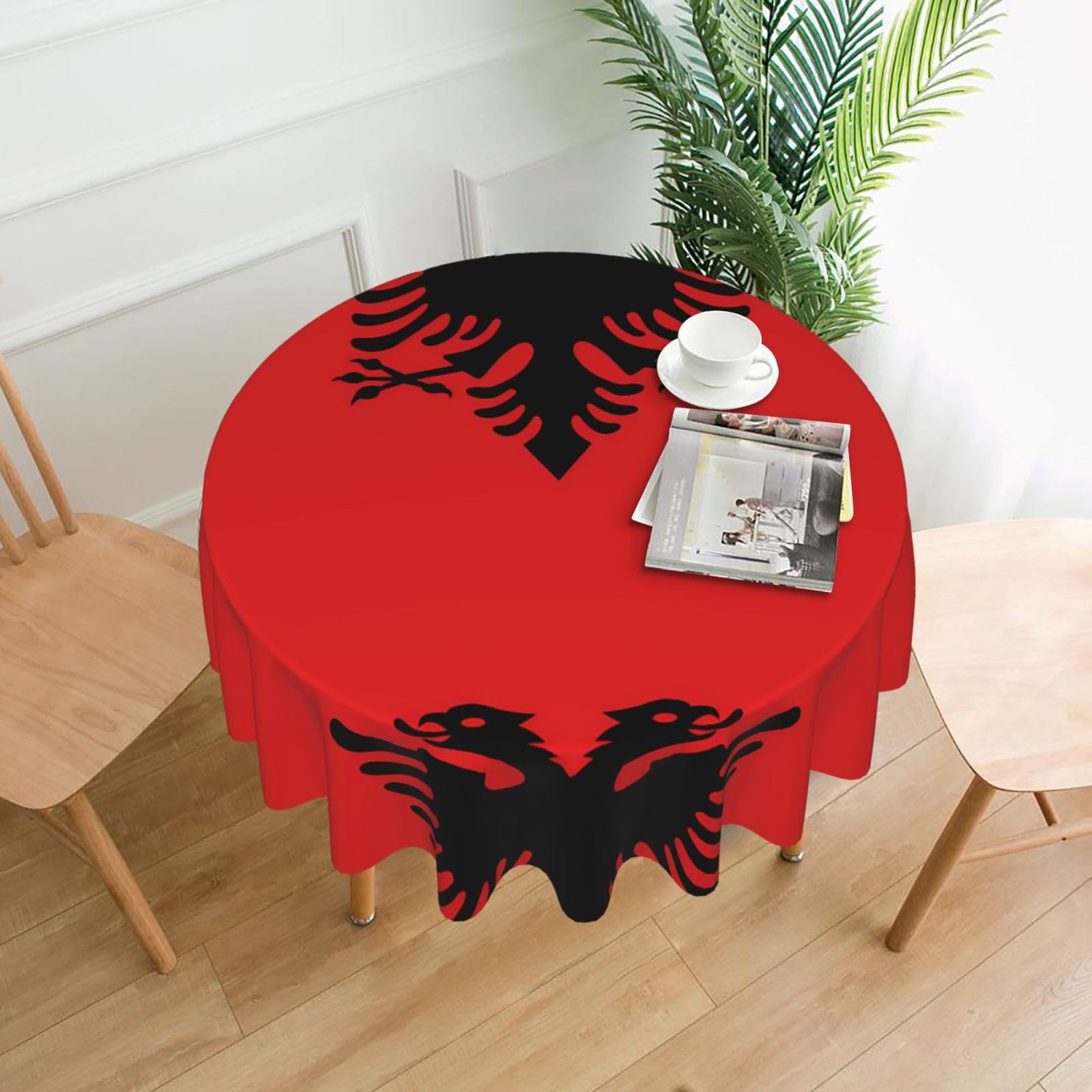 WHJSSF Albanian flag Prints Round Decorative Table Throw 60 Inch – Waterproof Table Cover for Dining, Coffee Tables, and Outdoor Events