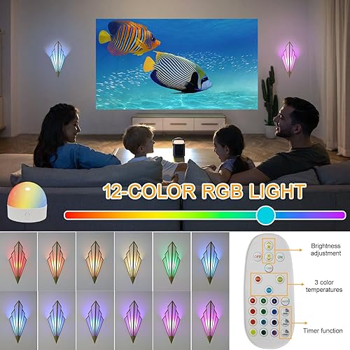 Miniatura 2 de Juego de dos apliques de pared modernos que funcionan con pilas, lámpara de pared simple y creativa Art Deco con control remoto, luz de pared LED