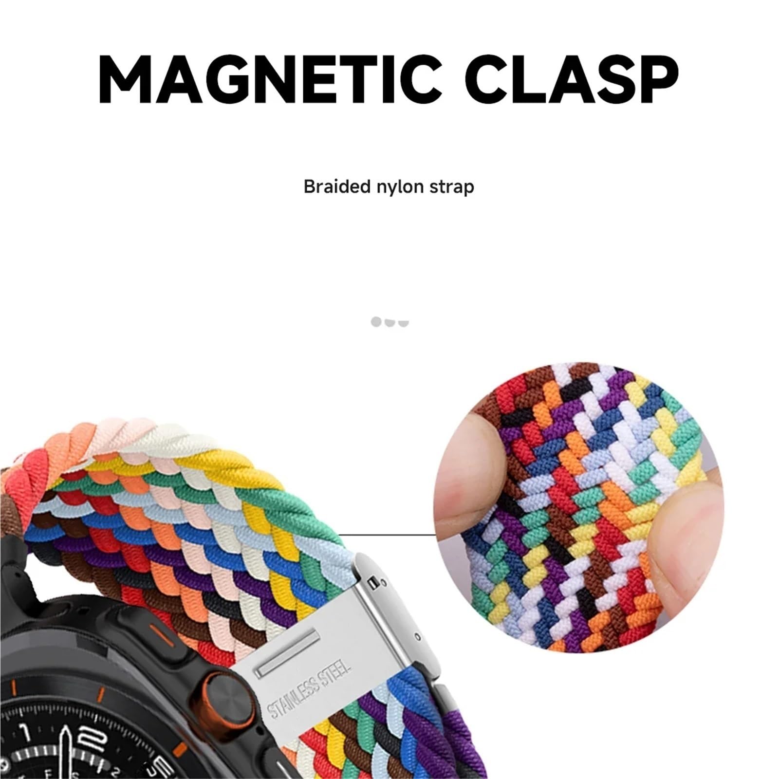Para Galaxy Watch Ultra 47 mm Correas de reloj Nylon Elástico Trenzado Solo Loop Correa Pulsera