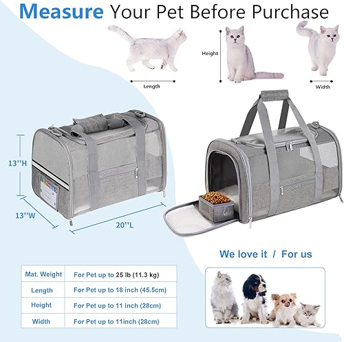 Miniatura 2 de Mochila grande aprobada por aerolíneas para gatos y perros, transportador plegable para gatos con malla transpirable y correa de seguridad,