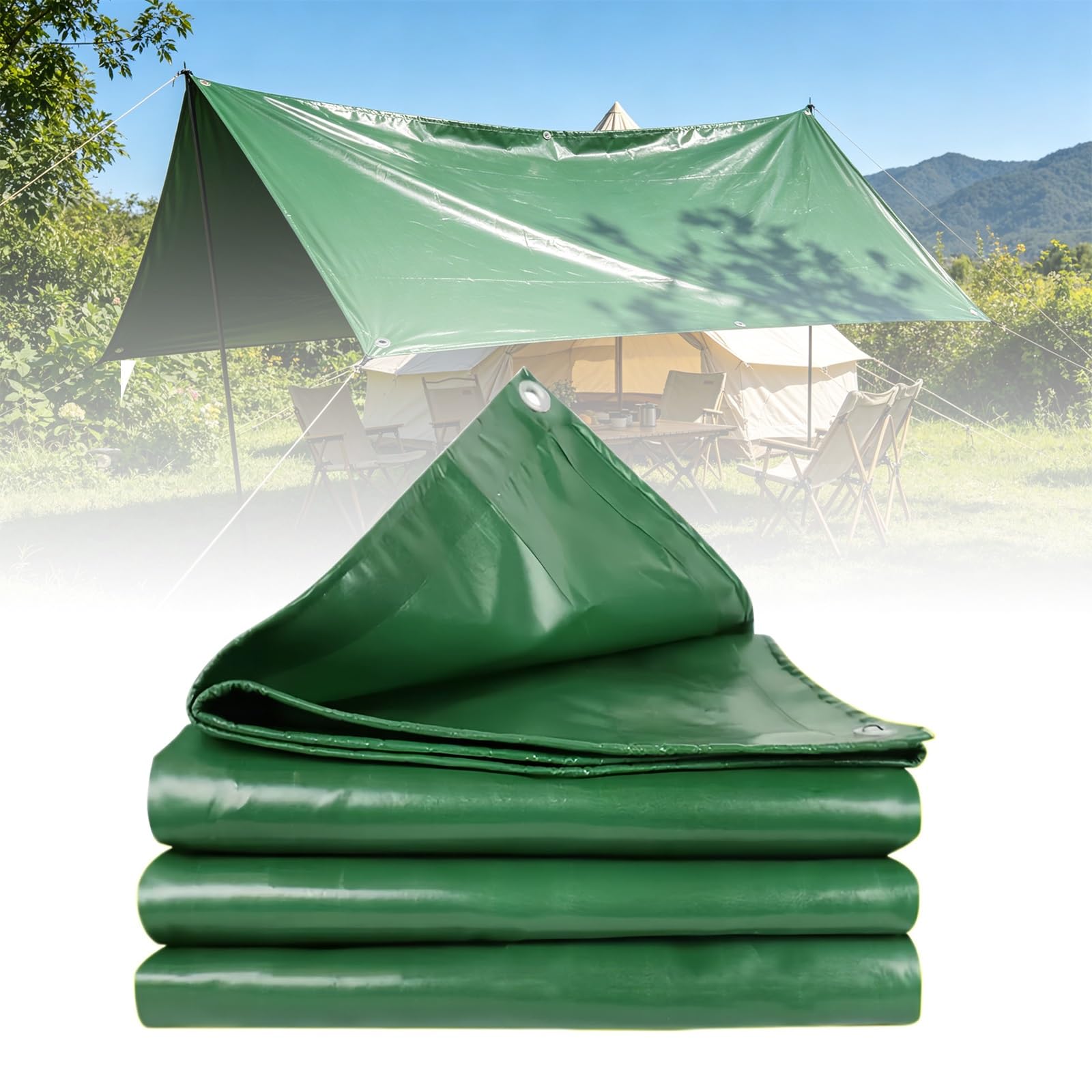 Heavy-duty Industrial PVC Tarpaulin, Outdoor Tarps Waterproof，UV-resistant And Tear-resistant, Suitable For Patios, Porches, Pools, RVs, And Outdoor Use(4x10m/13.1x32.8ft)