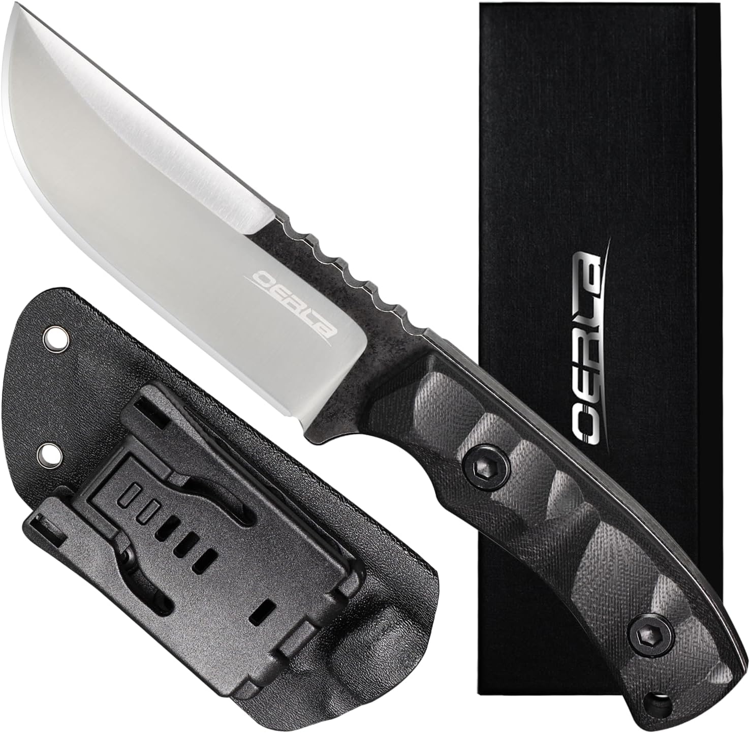 Oerla TAC TF-0017 Thunder flash Fixed Blade Outdoor Duty Straight Knife 420HC Stainless Steel Field Knife Camping Knife with G10 Handle Waist Clip EDC Kydex Sheath
