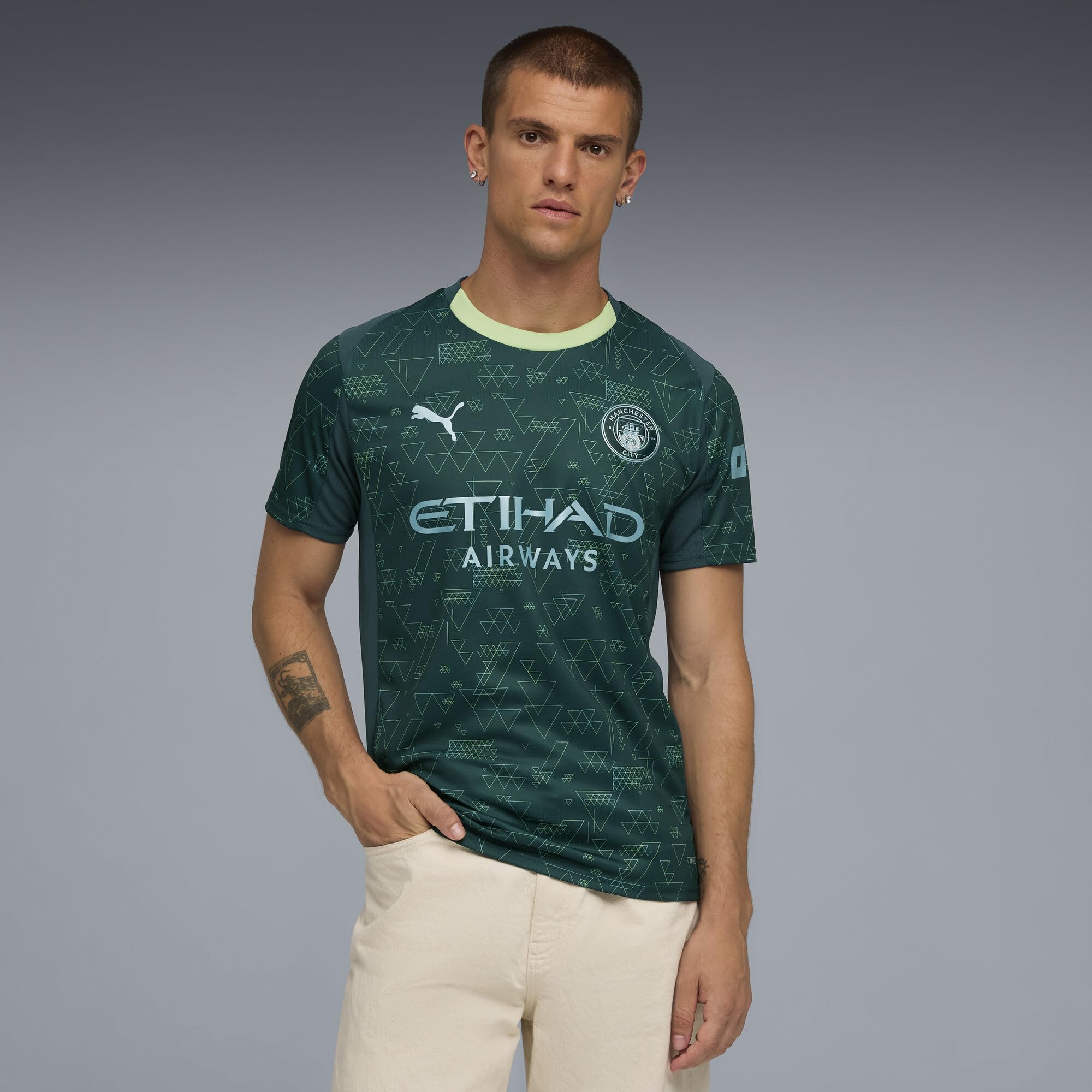 Manchester City FC 2025/26 męska replika czwartej koszulki piłkarskiej - zielony teren