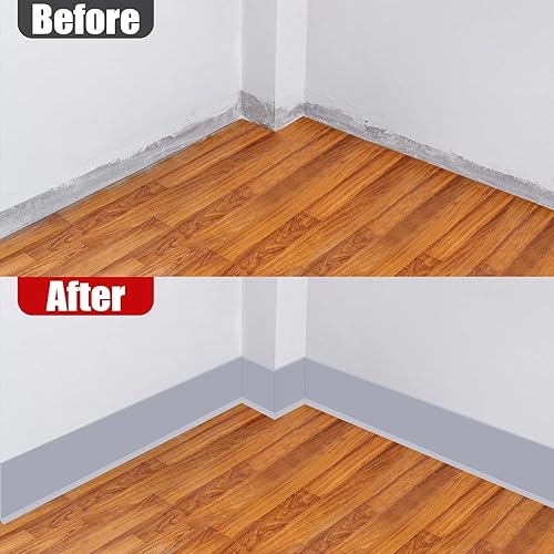 Miniatura 6 de Moldura para zócalo de pared de 4 pulgadas x 53 pies, moldura para despegar y pegar, base de vinilo autoadhesivo flexible para pared, piso, esquina