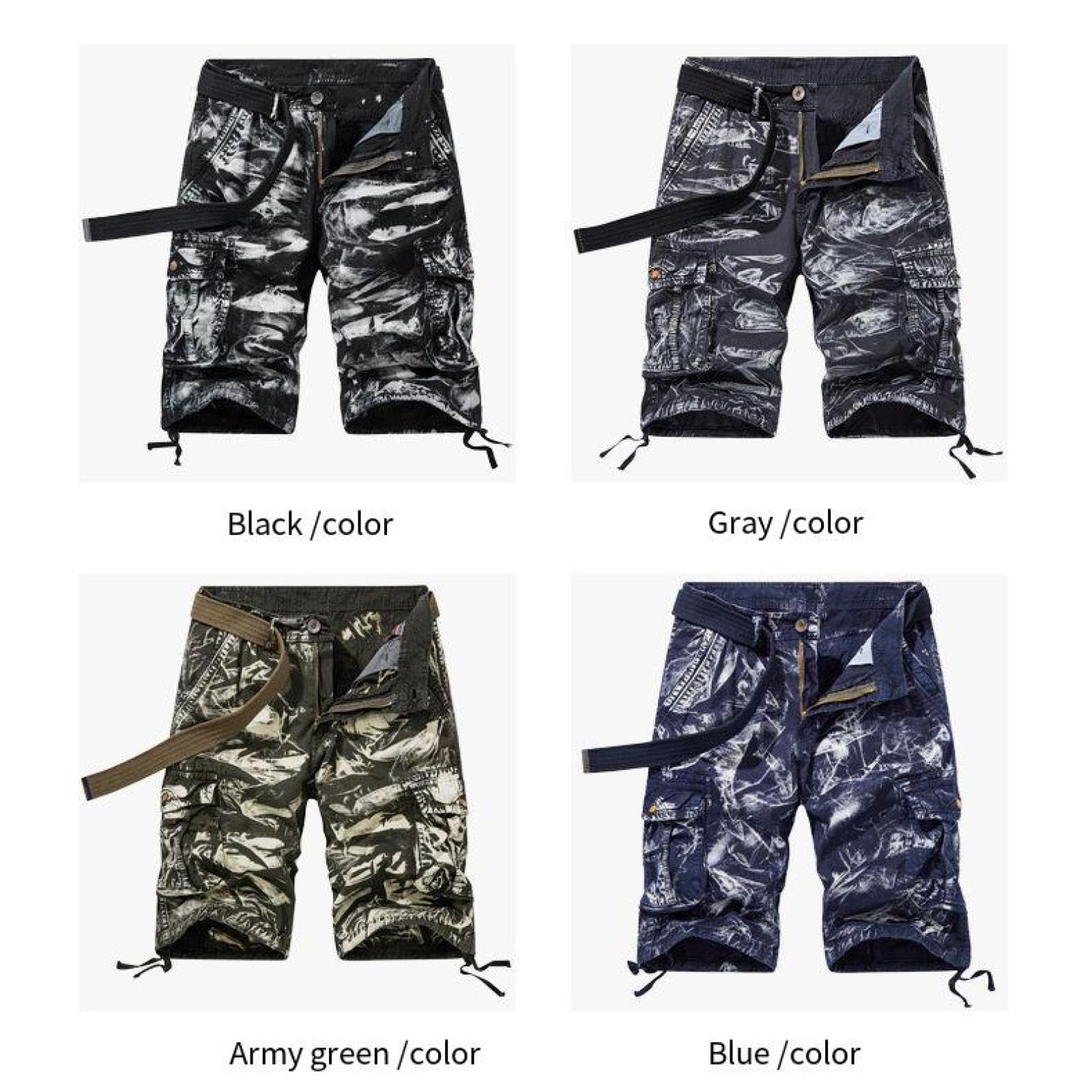 Pantaloncini Short Uomo Pantaloncini da Lavoro Camouflage Casual Larghi da Uomo di Grandi Dimensioni con Tasche Multiple Pantaloncini da Uomo