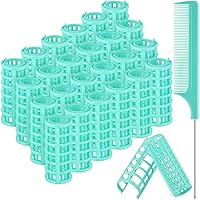 Vista 1 de Syhood 24 rodillos para el cabello, rodillos de plástico de tamaño pequeño con peine de acero para herramientas de peluquería cortas y largas