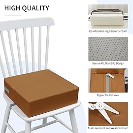 Eiury Toddler Booster Seat Dining Table Kitchen Chair, Waterproof Anti-Scratch PU Cushion, Non-Slip Bottom, Adjustable Buckle Straps, Easy Clean Portable Seat Cushion (Brown)