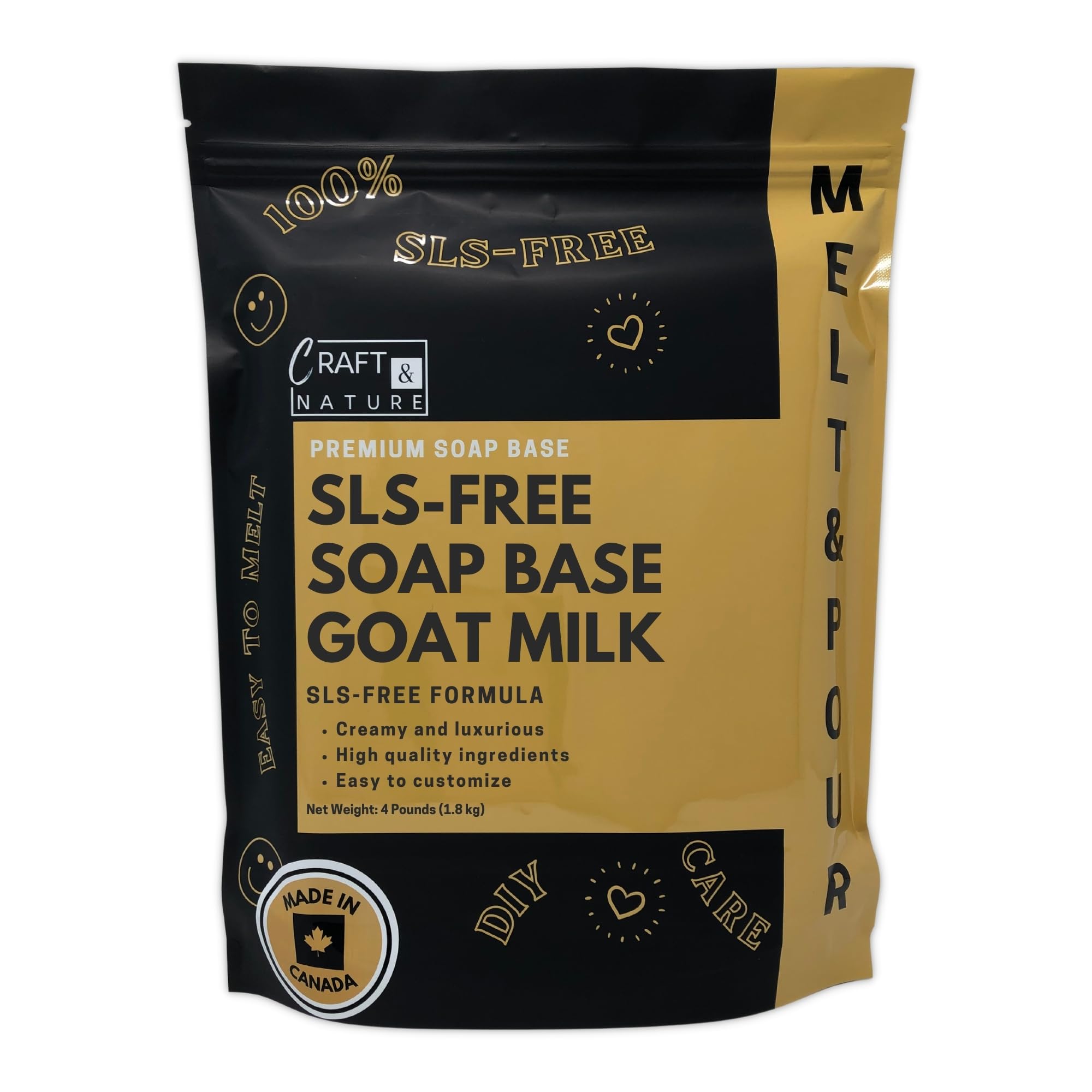 4 LB SLS-Free SLES-Free Unscented Goat Milk Moisturizing Glycerin Melt and Pour Soap Base for Soap Making