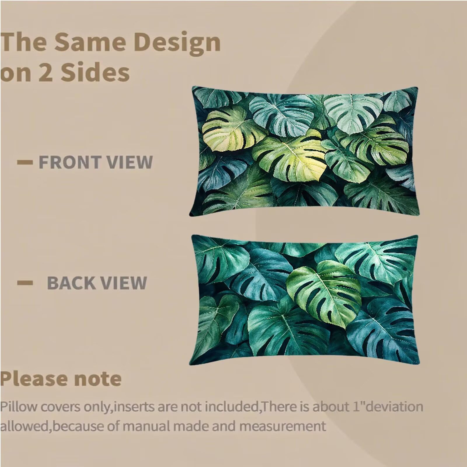 Federe Cuscino 60x80 Set di 2, Verde Federe Cuscini Divano Lino, Rettangolari Copricuscini 60x80cm Con Cerniera Invisibile, Copricuscino per Camera Letto Casa Decorazioni Regalo, Nordico L-6100