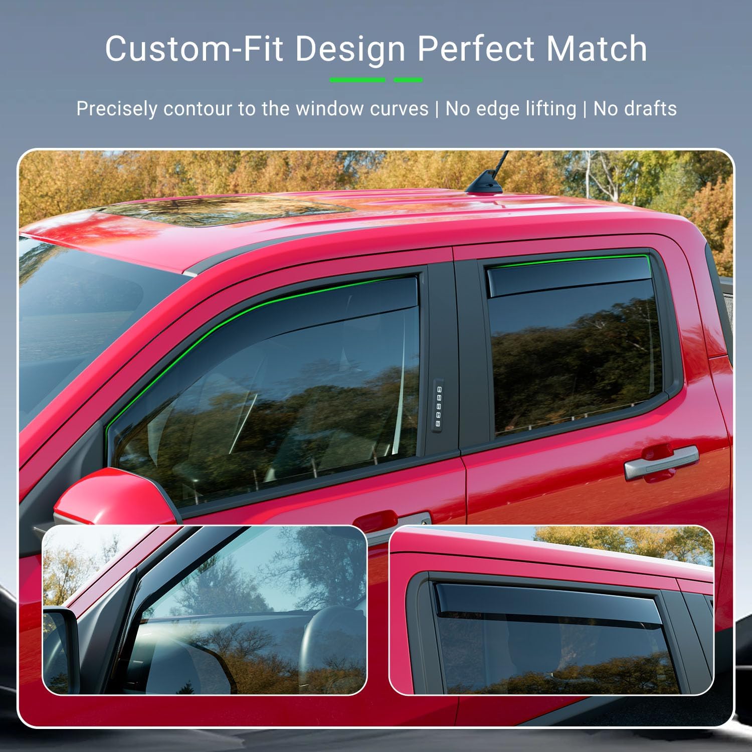 Side Window Visor Deflector Compatible with 2022-2026 Ford Maverick Visor Trim Cover Replacement for 2022-2026 Ford Maverick Accessories(Compatible with 2022-2025 Maverick)