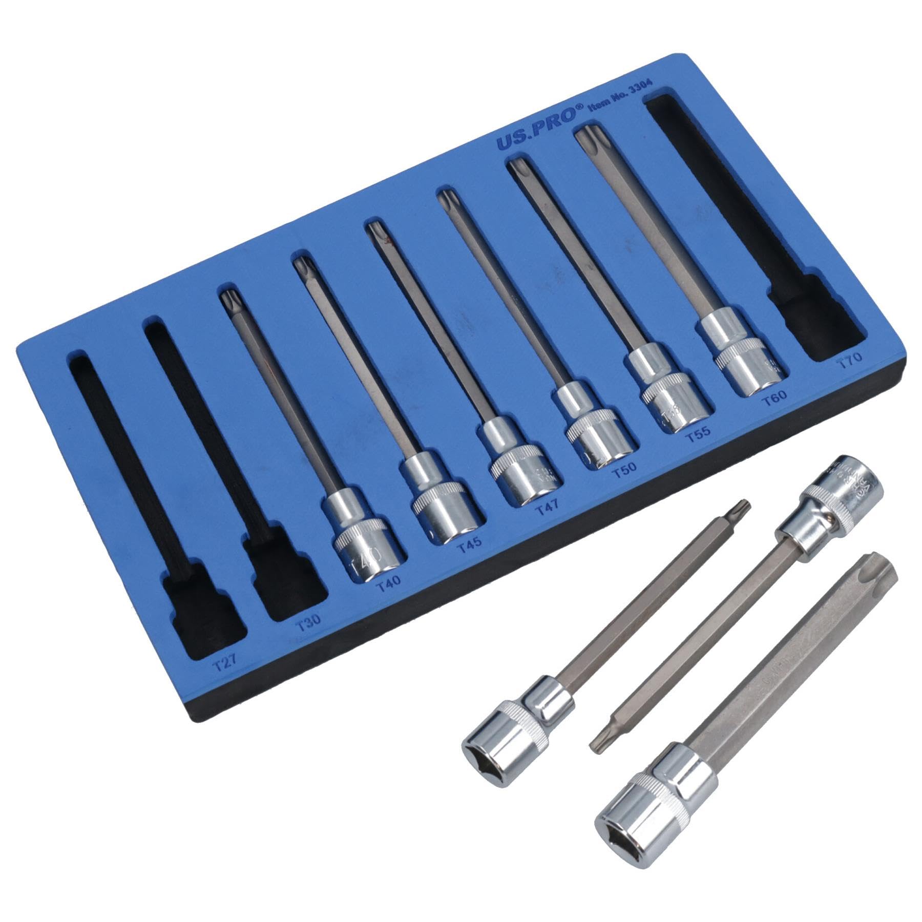 Cacciavite Torx/Star prese di bit 1/2" 9pz. T27 - T70 profondo da BERGEN A828
