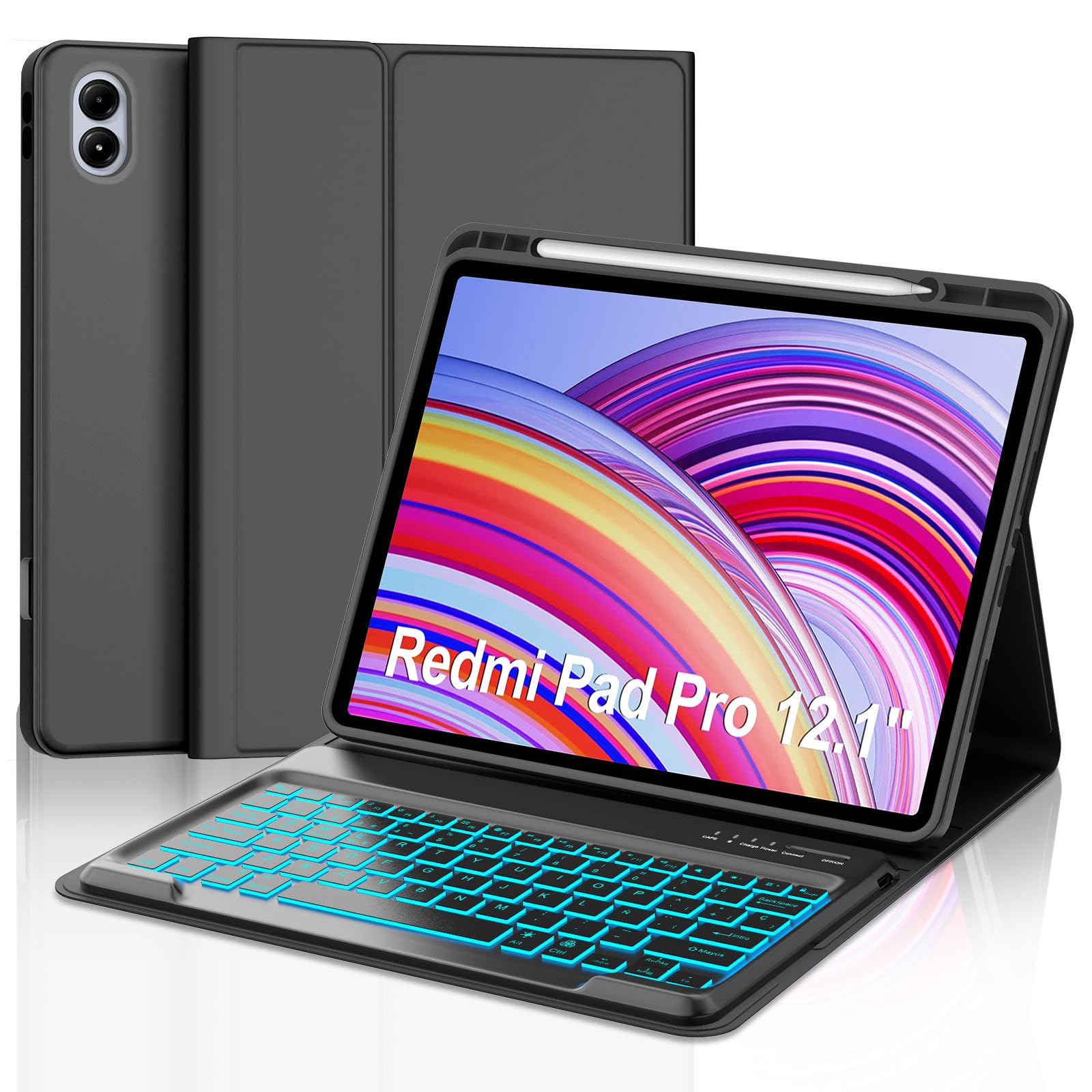 Teclado para Redmi Pad Pro 12.1 Ñ funda con teclado retroiluminado Poco Pad 8