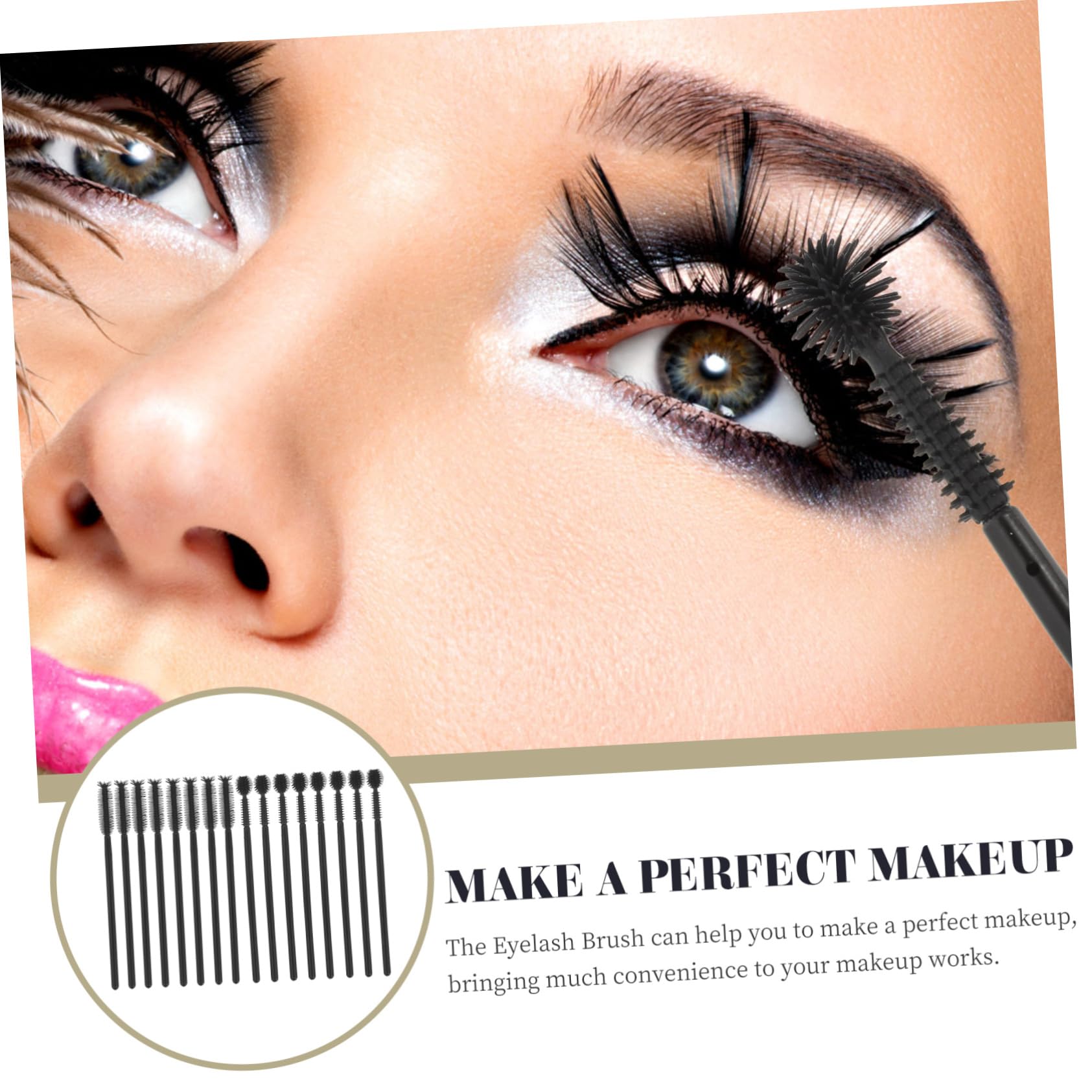 VALICLUD 100Pcs Disposable Eyelash Wands Eyebrow Spoolie Brushes for Professional Home Use for Makeup Application Travel Includes Pineapple Ball Shape