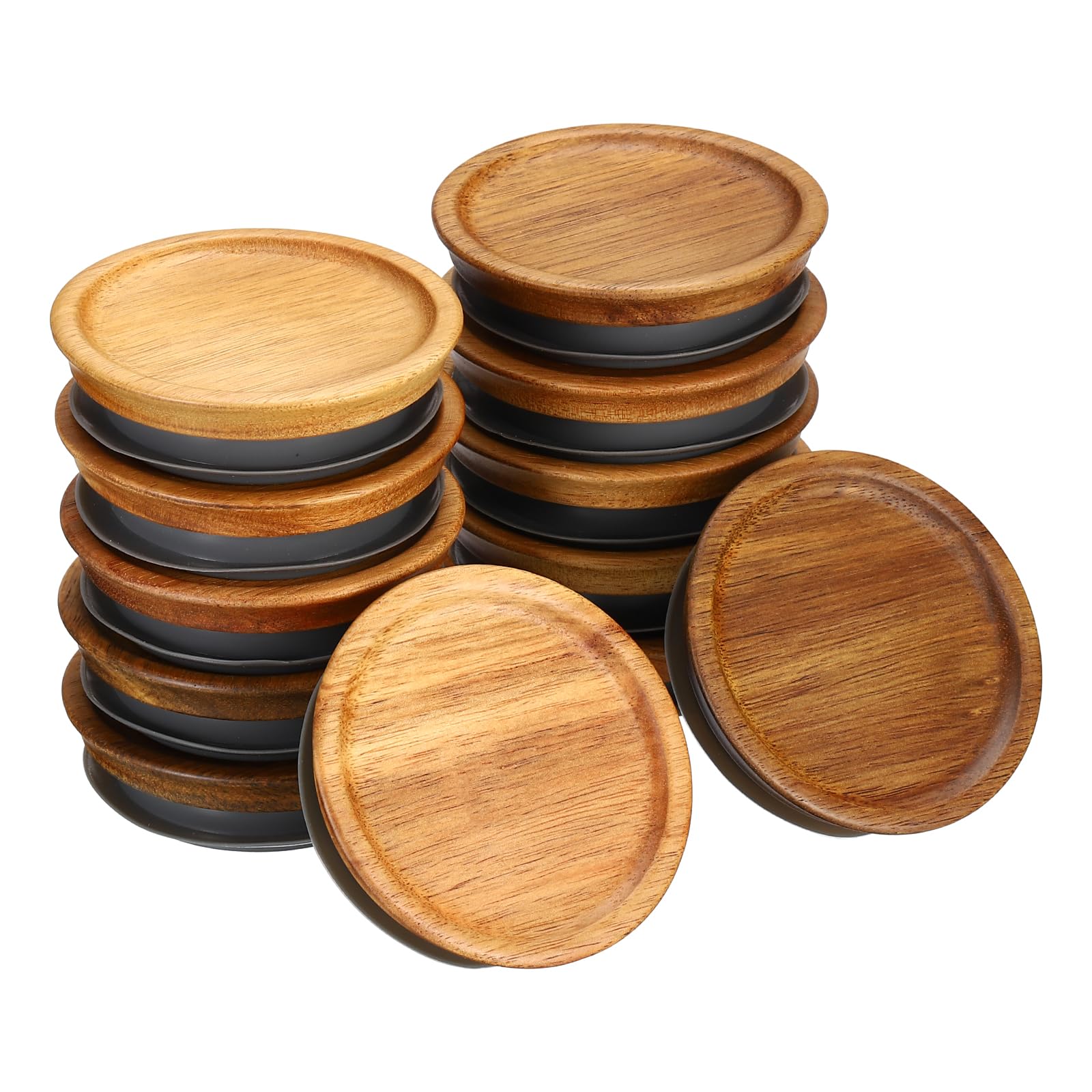 PATIKIL Regular Mouth Mason Jar Lids Wooden Storage Canning Jar Lids Ball Jars Wooden Lids with Airtight Silicone Seal Ball Wooden Lids for Mason Jars (12 PCS)