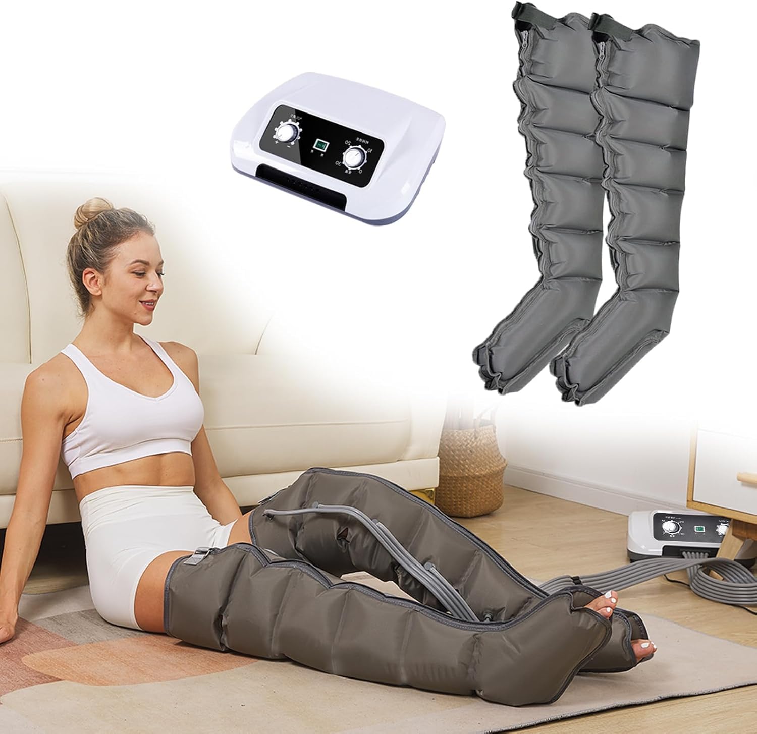 Pressoterapia a Casa con Massaggio Linfodrenante - Apparecchio Gambe e Pancia per Migliorare Circolazione, Contro Dolore e Affaticamento Muscolare
