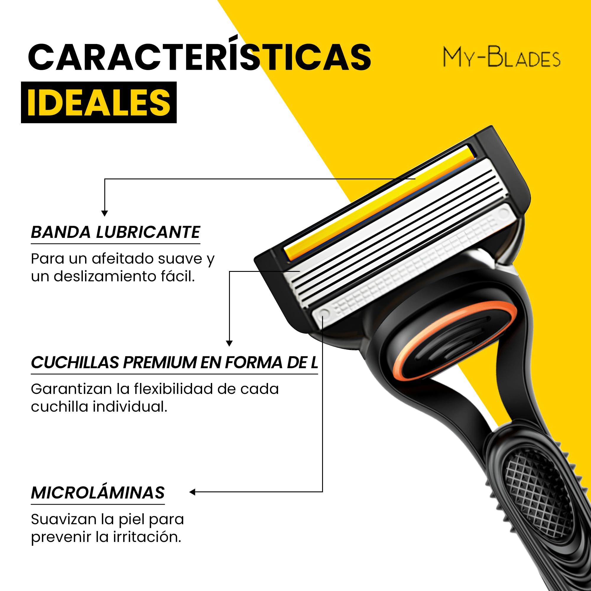 Cuchillas de afeitar compatibles con Gillette Fusion 5, My-Blades 16 recambios con cuchillas de 5 hojas, repuestos para hombre, bajo plástico y ecológico, revestimiento de platino