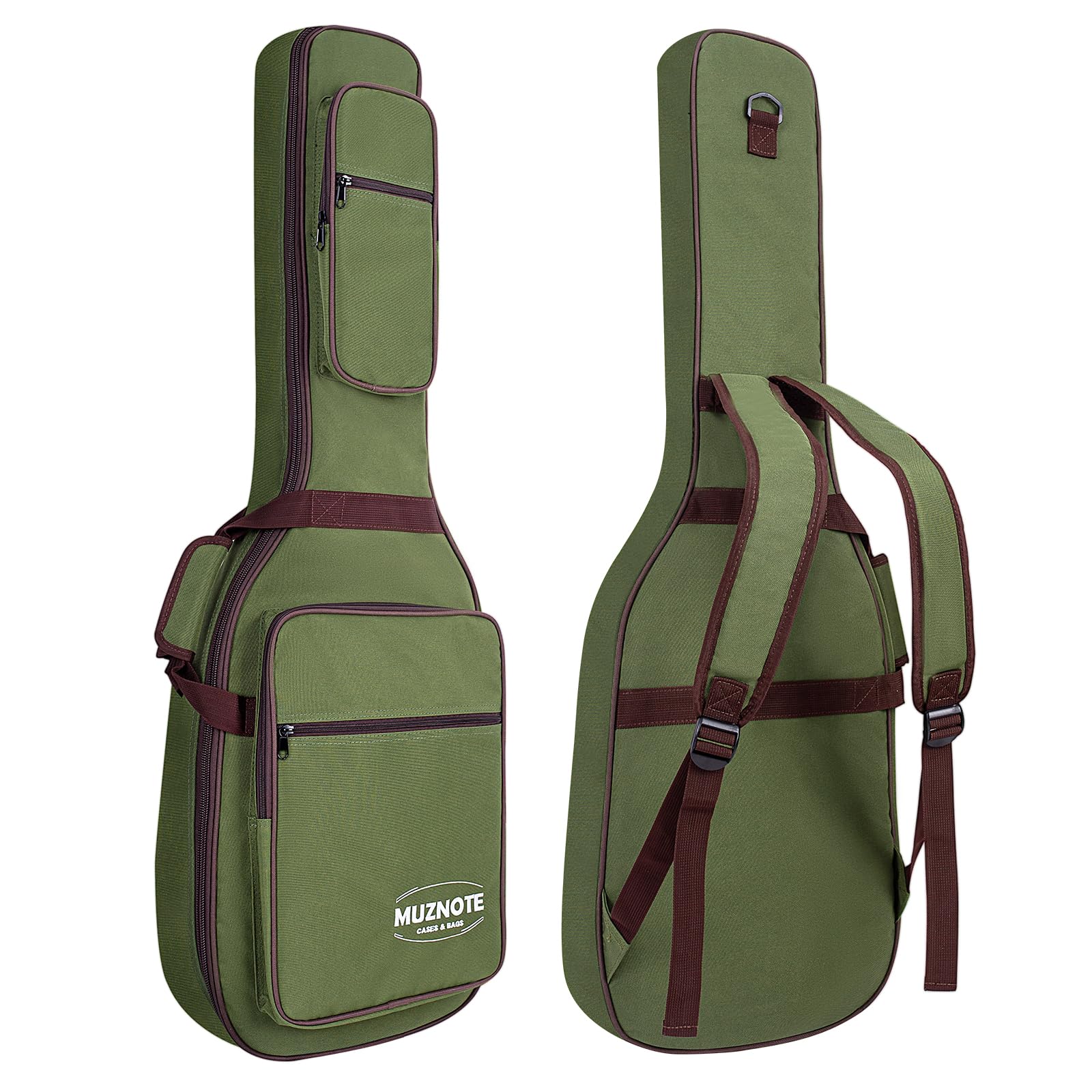 MUZNOTE Tasche für E-Gitarren, verstärkt, 1,2 cm dicker Schaumstoff, weich gepolsterte Gitarrentasche mit 4 Taschen, Gigbag für E-Gitarre, Nacken-Halterung, Schlaufe für 39 E-Gitarren