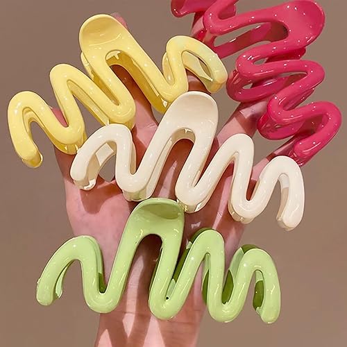 Miniatura 4 de Youvelst Pinzas para el cabello para mujer, grandes gelatinas, dopamina, multicolor, 8 unidades, 4.3 pulgadas, agarre fuerte, antideslizantes,