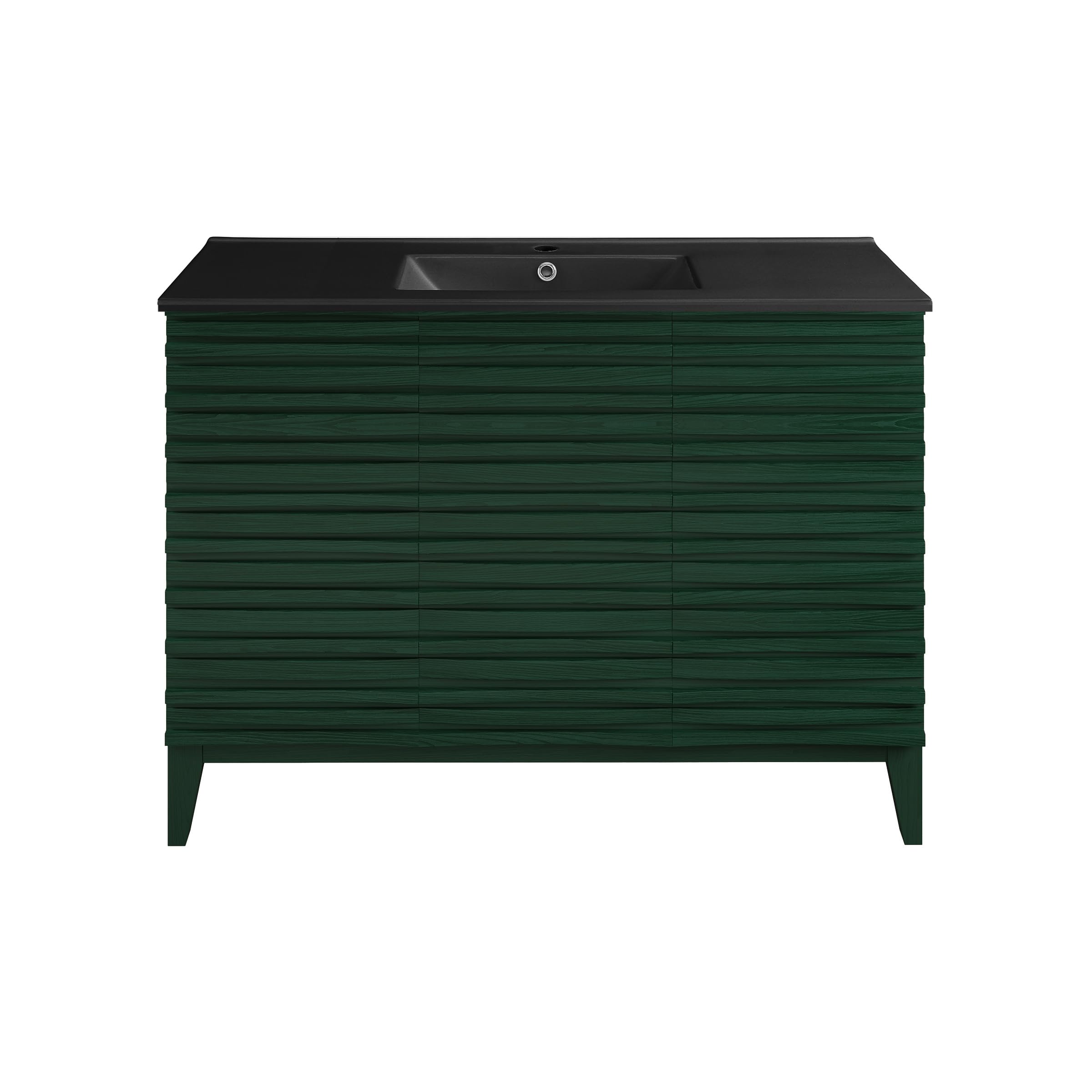 Swiss Madison Cascade 48" Freestanding Bathroom Vanity in Green Oak with Black Sink Top