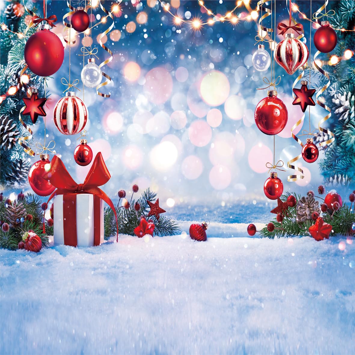 Amazon | LYCGS 8×8フィート クリスマス背景 冬の夢 ワンダーランド