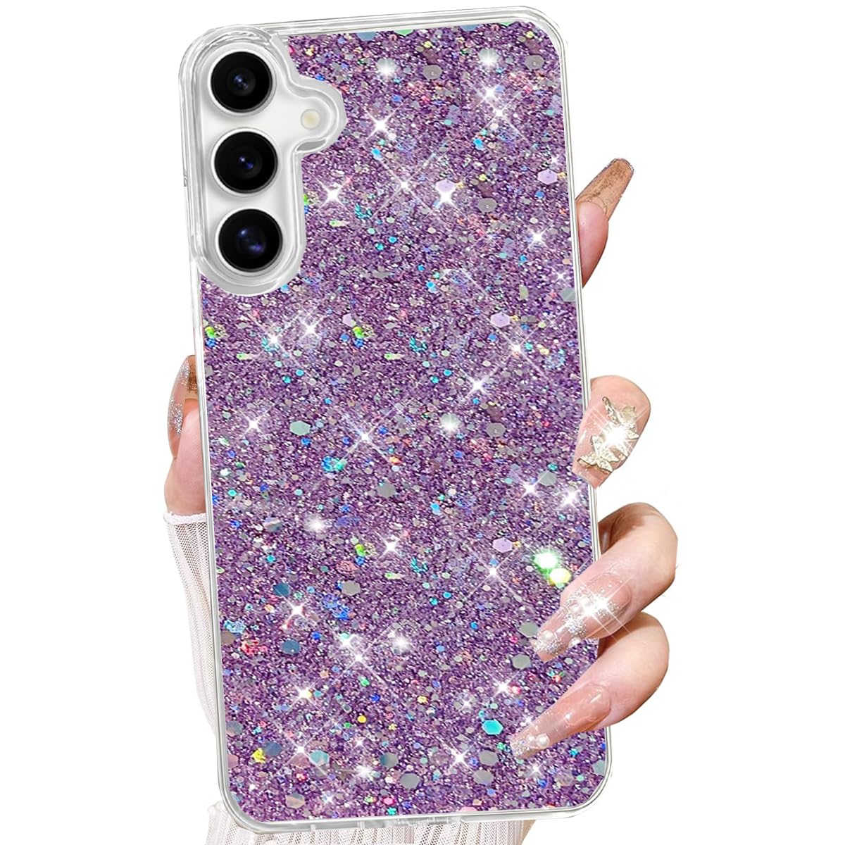Changjia for Samsung Galaxy A15 5G Glitter Case for Women,Cute Bling Sparkle Sparkly Shiny Reflective Soft TPU Silicone Shockproof Girls Slim Thin